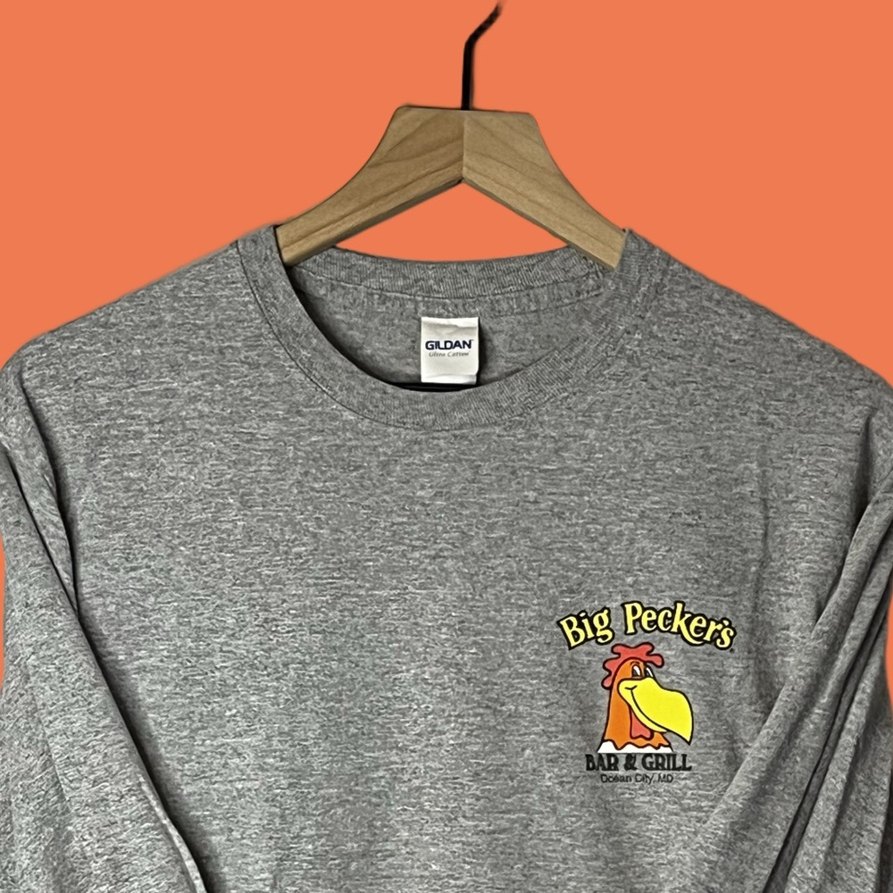 Gildan Heather Gray Graphic Long Sleeve T-Shirt - Picture 11 of 11